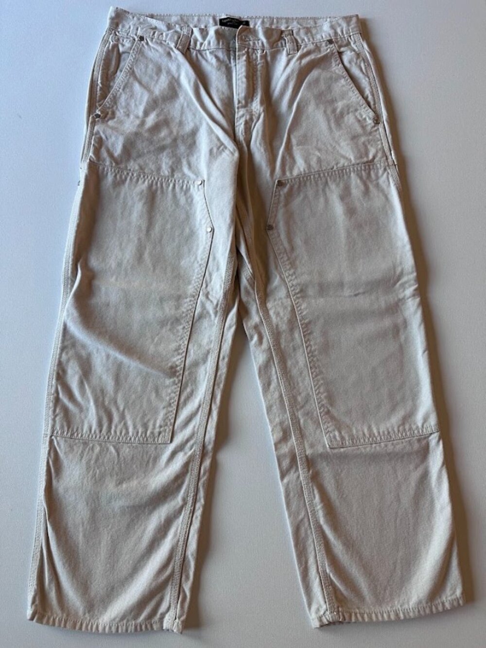 Banana Republic Straight Carpenter Pant 36x30 Ecru Double Knee Cotton